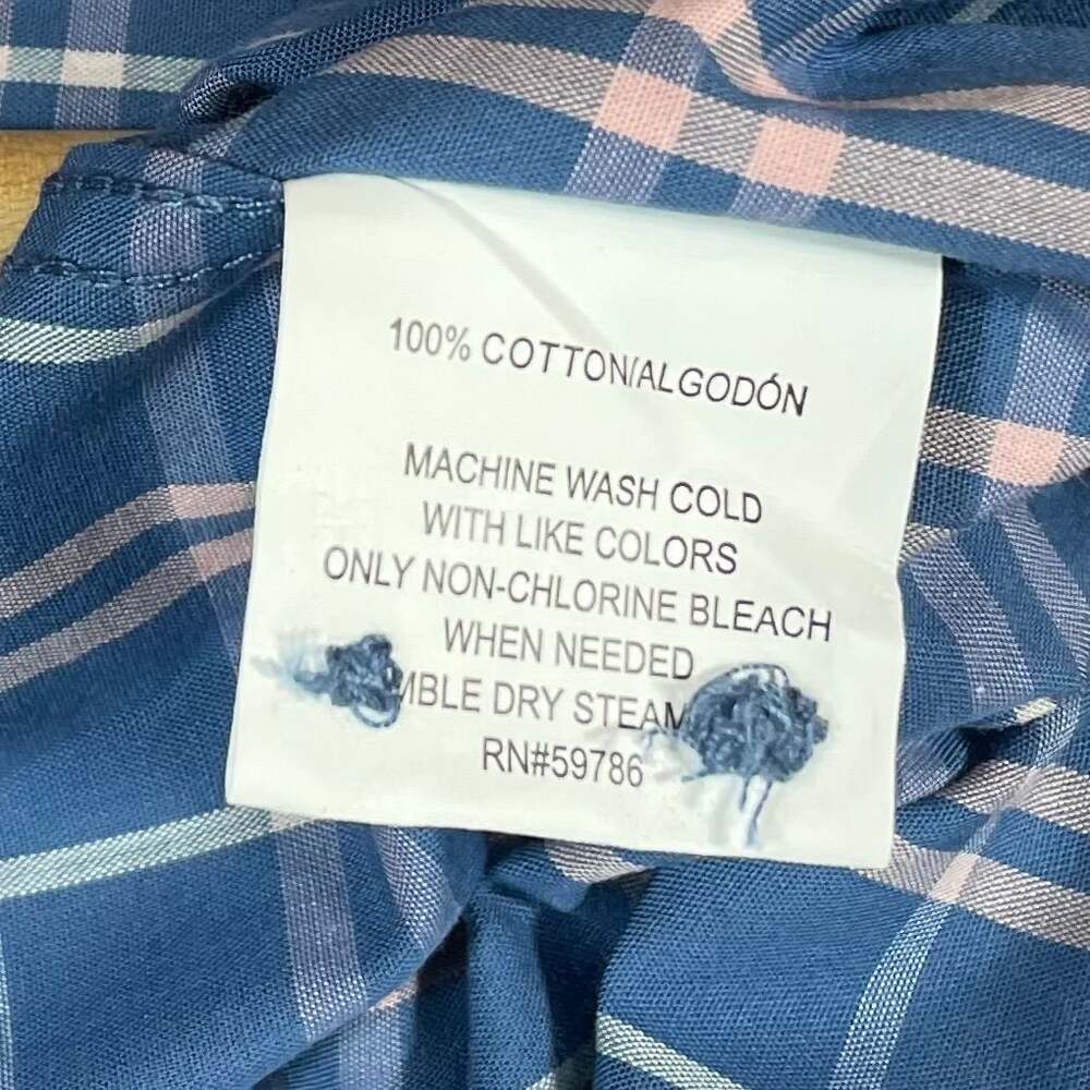 Beverly Hills Polo Club Men's 2XLB Blue Plaid Short Sleeve Button-Up Shirt - Picture 5 of 9